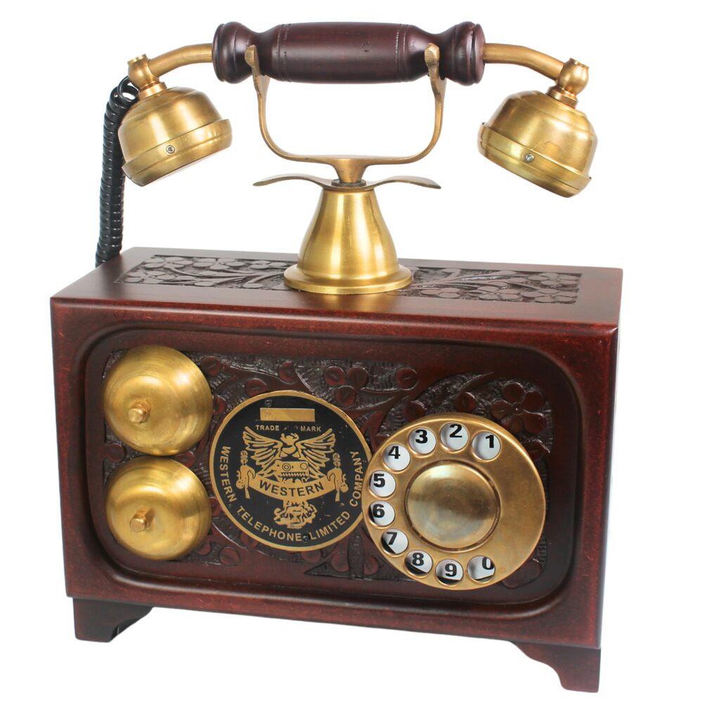 2484 Vintage Horizontal Brass Decorative Telephone – Western Style Rotary
